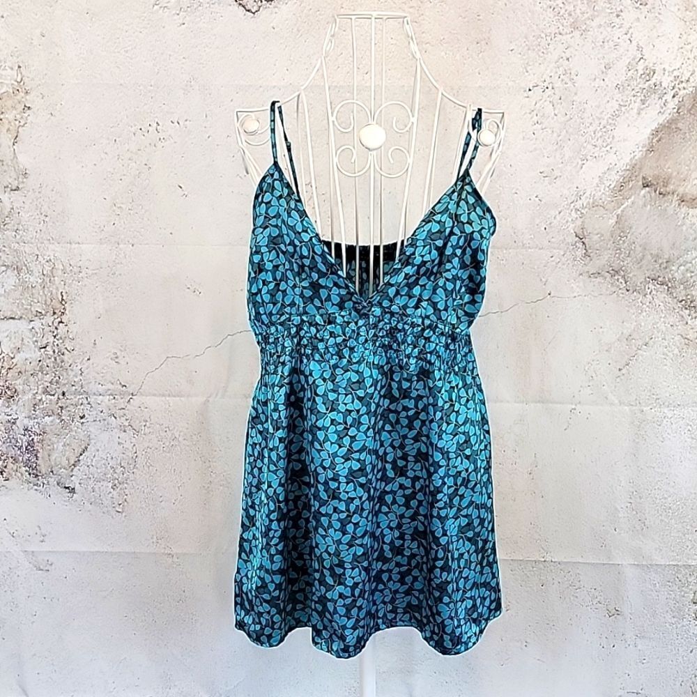 Jimmy'z Surf Co. Spaghetti strap satin tank in blue teal Women's Size M